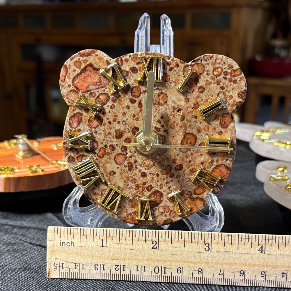 Adorable Semi-Prescious Mineral and Crystal Carved Animal clocks.